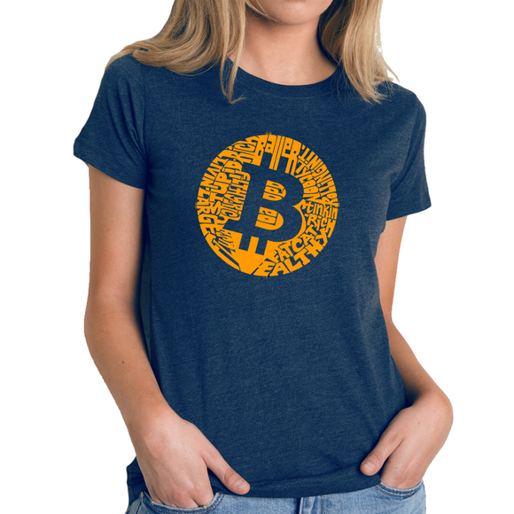 LA Pop Art Tops - Women's Premium Blend Word Art T-shirt - Bitcoin